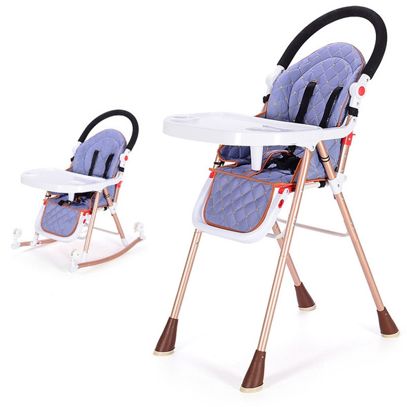3 In 1 Portable Folding Multi-functional Baby Highchair Dining Seat Table Adjustable Baby Rocking Chair(Blue)