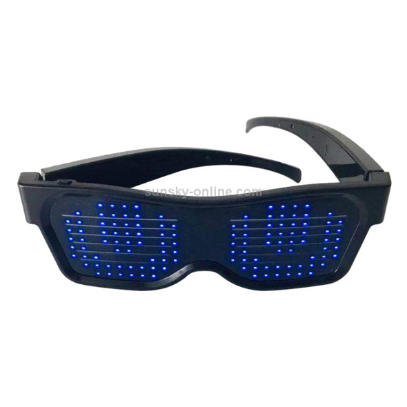 Night Club Bar Disco LED Light-emitting USB Charging Shutter APP Bluetooth Glasses (Blue)
