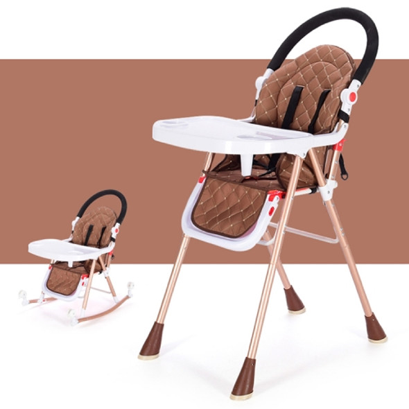 3 In 1 Portable Folding Multi-functional Baby Highchair Dining Seat Table Adjustable Baby Rocking Chair(Coffee)