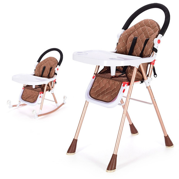 3 In 1 Portable Folding Multi-functional Baby Highchair Dining Seat Table Adjustable Baby Rocking Chair(Coffee)