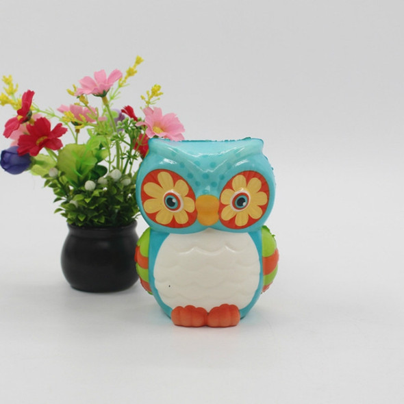 Slow Rebound Ornaments Owl Simulation Stress Relief Toy PU Color Printing Crafts(Colorful 4)