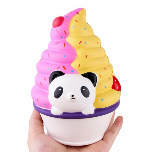 Slow Rebound Simulation Panda Ice Cream Decompression Vent Squeeze Toy Children Gifts(Pink Yellow)