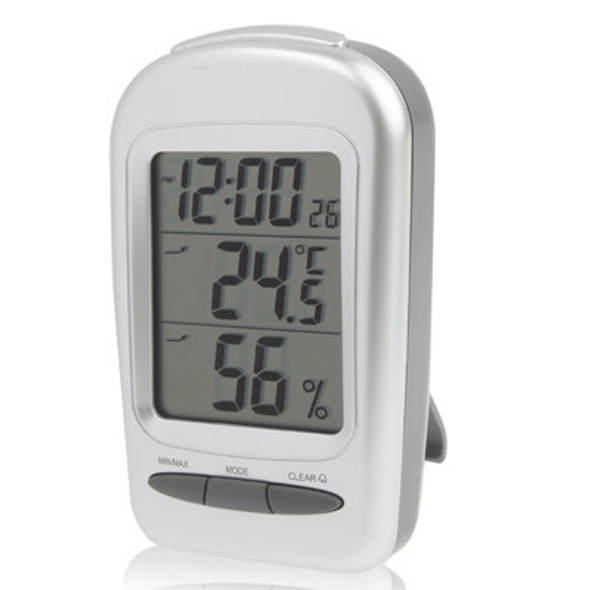 LCD Digital Desk Indoor Thermometer Hygrometer with Date / Clock / Freezing Warning