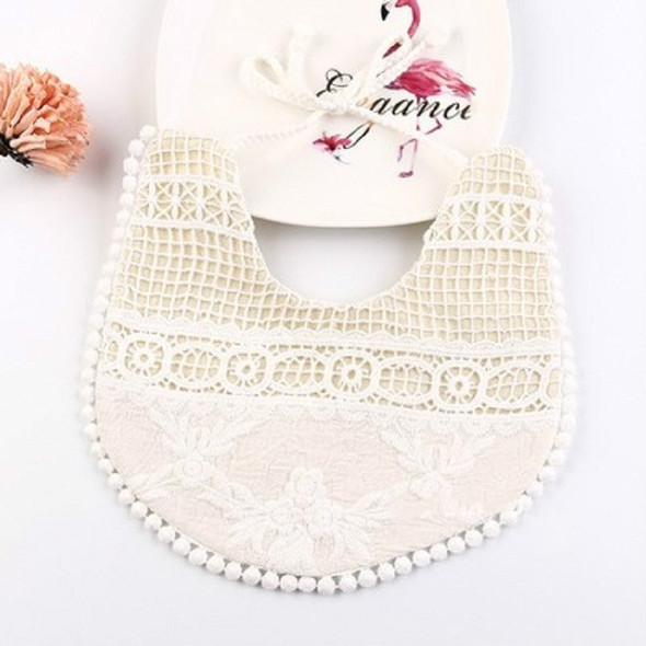 Cotton Lace Female Baby Bib Princess Bib Saliva Towel 360 Degree Rotation Child Fake Collar Decoration, Color:Jacquard Lace Light Apricot