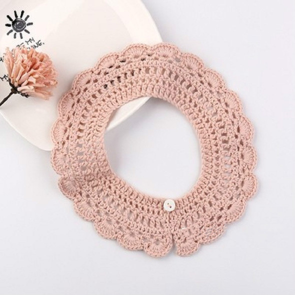 Cotton Lace Female Baby Bib Princess Bib Saliva Towel 360 Degree Rotation Child Fake Collar Decoration, Color:Wool Crochet Pink