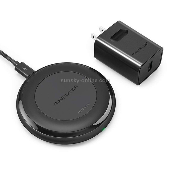 ANKER RAVPOWER RP-PC034 7.5W Fast Wireless Charger + QC 3.0 Adapter for iPhone X / 8 Plus / 8 / Galaxy Note 8 / S7 and All QI Enable Devices(Black)