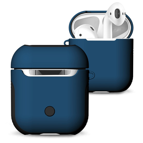 Frosted Rubber Paint + PC Bluetooth Earphones Case Anti-lost Storage Bag for Apple AirPods 1/2(Blue)