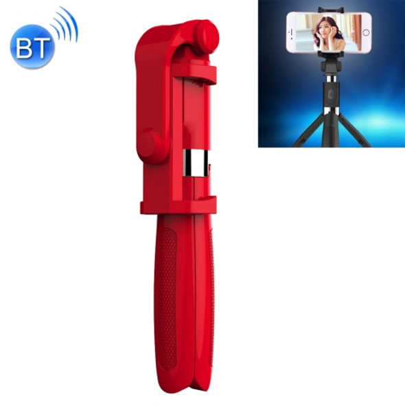 2 in 1 Foldable Bluetooth Shutter Remote Selfie Stick Tripod for iPhone and Android Phones(Red)