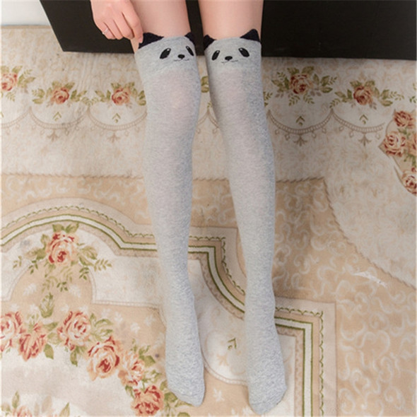 Cute Cartoon Stereo Cat Cotton Knee Socks Stockings Tube Thigh Socks(Light Grey)