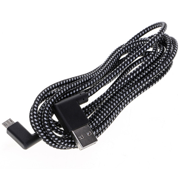 3m 2A USB to Micro USB Weave Style Double Elbow Data Sync Charging Cable, For Samsung / Huawei / Xiaomi / Meizu / LG / HTC(Black)