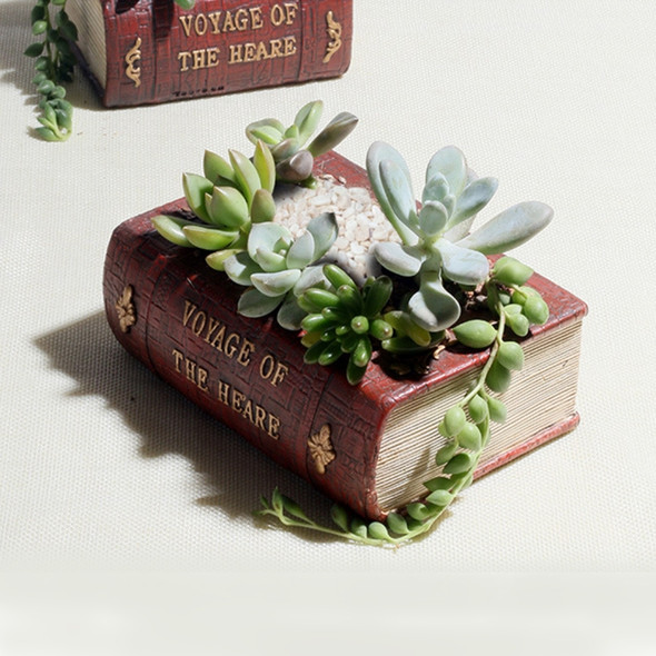 Retro Literature Book Pots Multi-meat Plant Bonsai Micro-landscape Vintage Book Flower Pot Planter for Flower Succulent Cacti Herbs Plant Bed Box Case FlowerPot, Size: 14*10.5*5cm