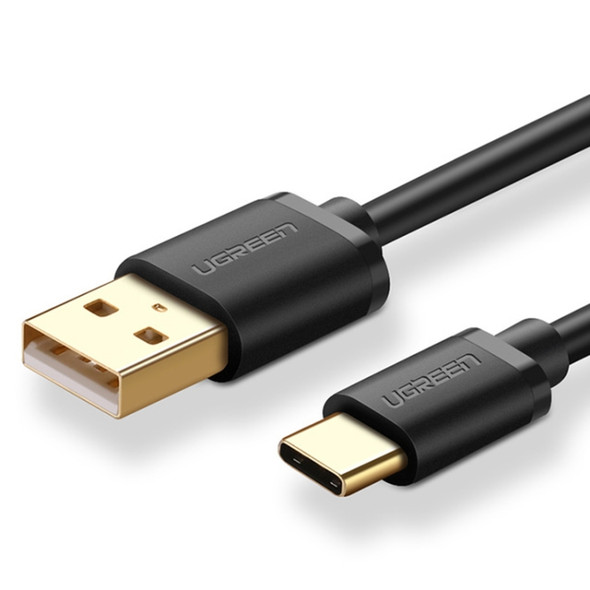 UGREEN 3A Max Output USB to USB-C / Type-C PVC Fast Charging Sync Data Cable, Length: 0.25m (Black)