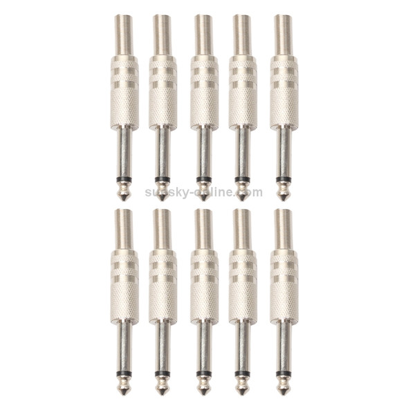 10 PCS 2 Pin 6.5mm Plug Zinc Alloy Welded Type Audio Connector 6.35 Audio Plug