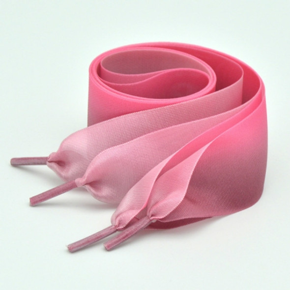 Gradient Color 4cm Width Satin Silk Ribbon Shoelaces Sneaker Sport Shoes White Shoes Laces, Length:100cm(Dark Pink)