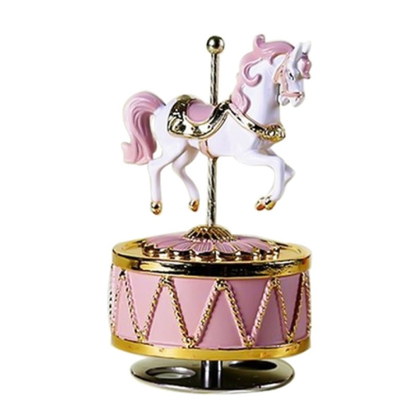 Mini Carousel Castle Sky City Eight Sound Music Box Birthday Gift, Size: 7x12 cm(Pink Gold)
