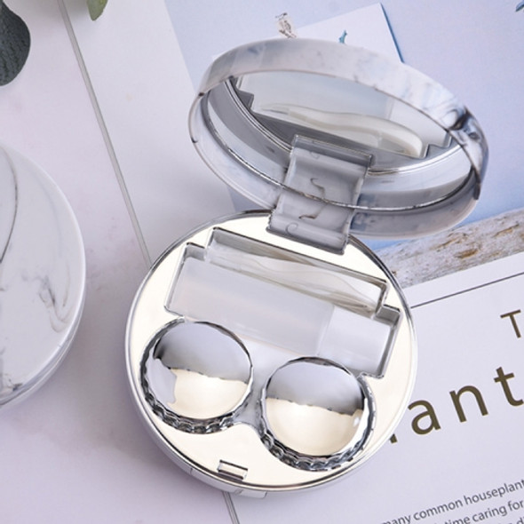 Marbling Plating Color Contact Lens Case Glasses Box(Silver)