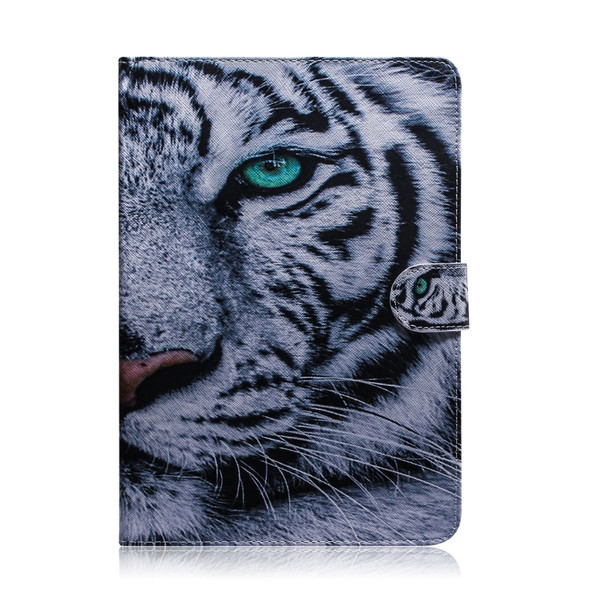 For  iPad 10.2 / 10.5 / Air 2019 3D Colored Drawing Horizontal Flip Leather Case with Holder & Card Slots & Wallet(Tiger)