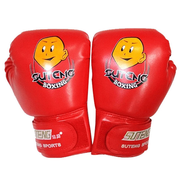 SUTENG Cartoon PU Leather Fitness Boxing Gloves for Children(Red)