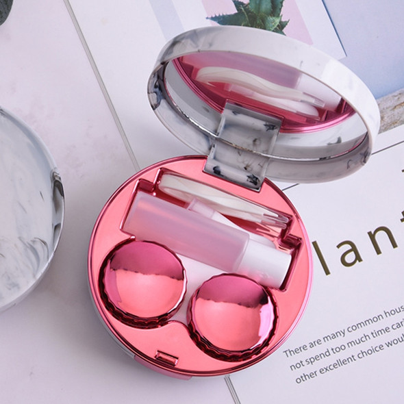 Marbling Plating Color Contact Lens Case Glasses Box(Rose Red)
