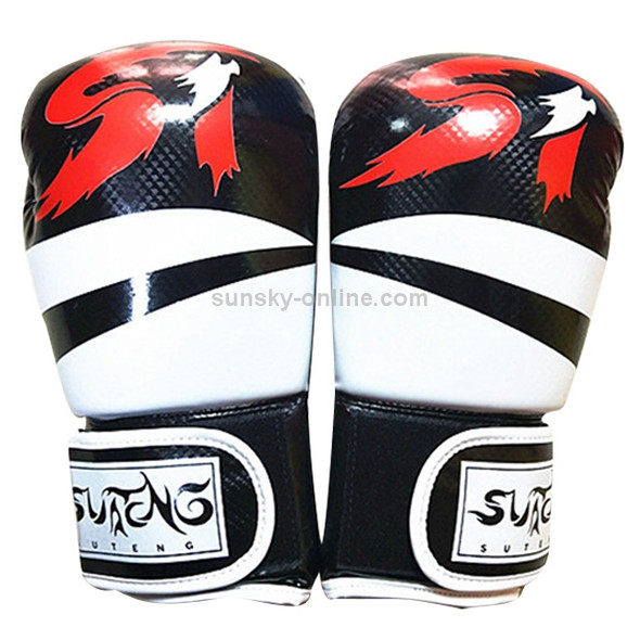 SUTENG Matting Texture PU Leather Fitness Boxing Gloves for Adults(Black)