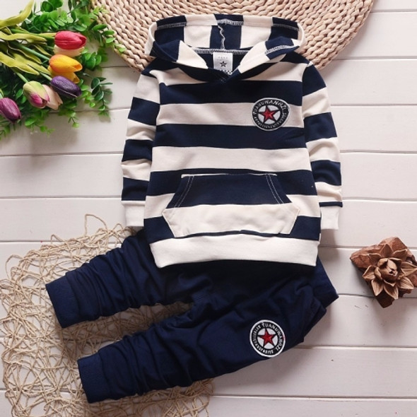 Spring Baby Boys Hoodies Striped Tops + Pants Sport Suit, Size:90cm(Navy)
