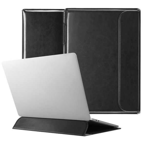 DUX DUCIS HEFI SERIES PU Leather Laptop Carrying Case with Holder for Macbook 15.4 inch(Black)