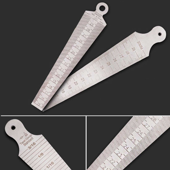 Wedge Feeler Gap 15-30mm Stainless Steel Ruler Inspection Taper Gauge Metric Imperial Measure Tool