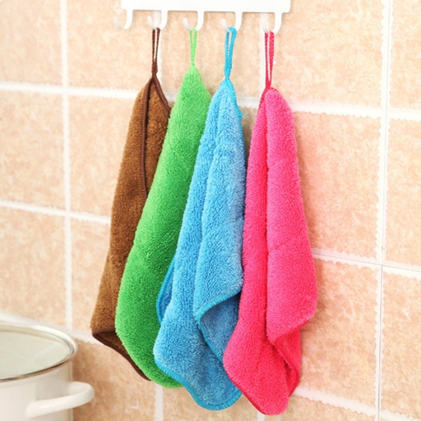 5 PCS Bamboo Fiber Washing Dish Towel Kitchen Cleaning Cloth Double-Sided Scouring Cloth Water Absorption Non-Stick Oil, Can Hang, Random Color Delivery