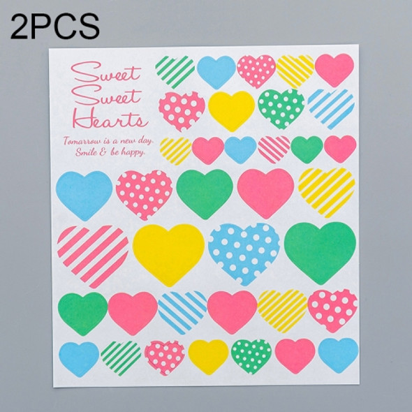 2 PCS Heart 2 Pattern Creative Cartoon Children Diary Decorative Sticker