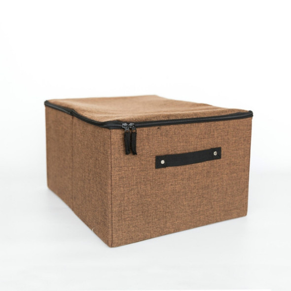 Nonwoven Storage Box Zipper Foldable Underwear Bra Socks Container Drawer Sundries Clothes Home Storage Bag(Brown)
