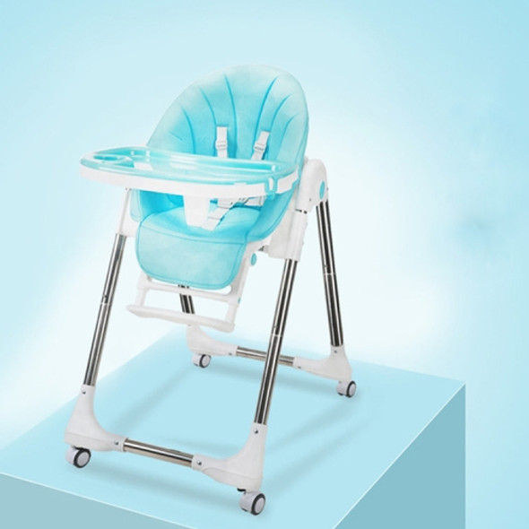 Portable Baby Seat Baby Dinner Table Multifunction Adjustable Folding Chairs for Children(Blue with wheel)