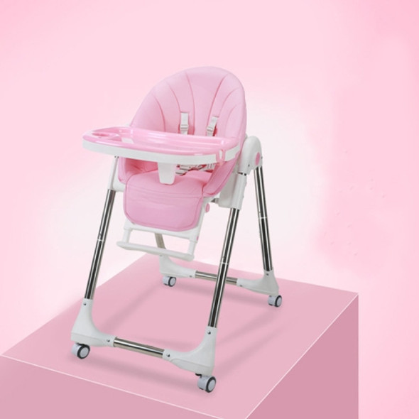 Portable Baby Seat Baby Dinner Table Multifunction Adjustable Folding Chairs for Children(Pink with wheel)