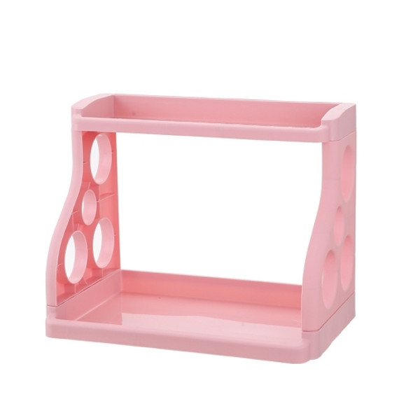 Household Multi-function Plastic Double-layer Floor Knife Holder Seasoning Bottle Storage Rack Item Management Rack(Pink)