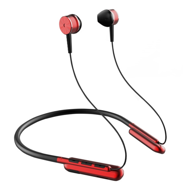 DM-26 Binaural Wireless Retractable Neckband Foldable Bluetooth 5.0 In-Ear Running Neck-Mounted Sports Headset(Red)