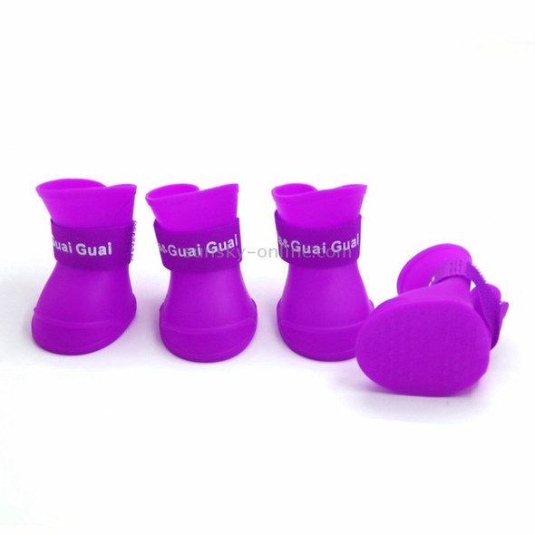 Lovely Pet Dog Shoes Puppy Candy Color Rubber Boots Waterproof Rain Shoes, S, Size:  4.3 x 3.3cm(Purple)