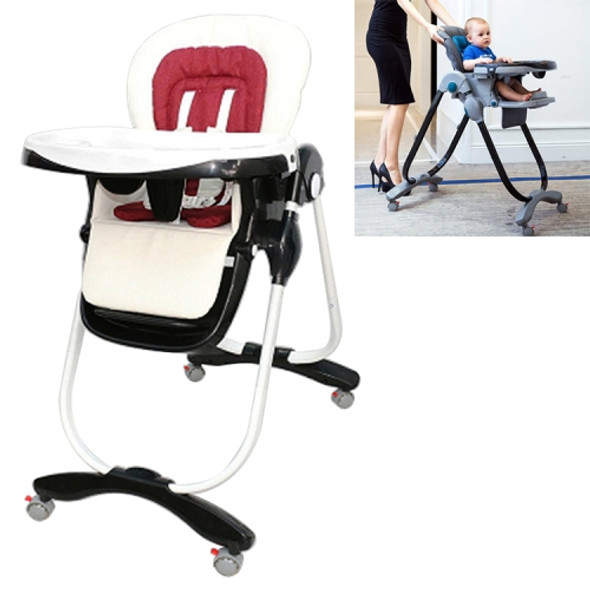 Portable Adjustable Folding Detachable Feeding High Chair(Black and white)