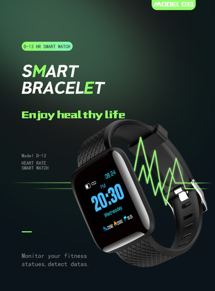 D13 1.3 inch OLED Color Screen Smart Bracelet IP67 Waterproof, Support Call Reminder/ Heart Rate Monitoring /Blood Pressure Monitoring/ Sleep Monitoring/Excessive Sitting Reminder/Blood Oxygen Monitoring(Blue)