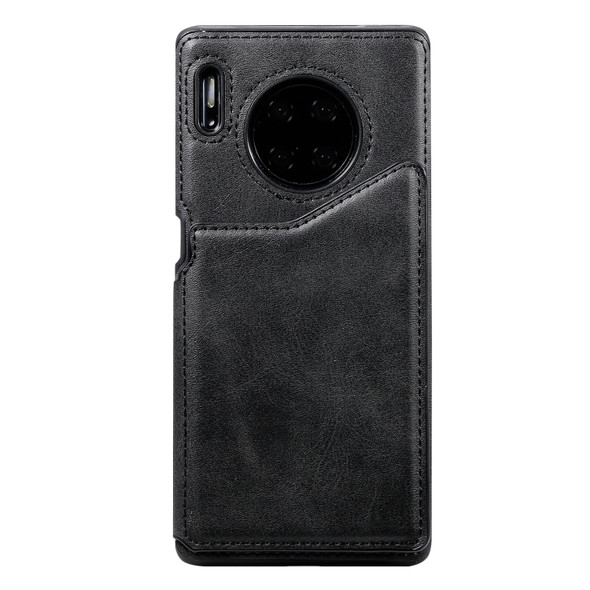 For Huawei Mate30 Pro Solid Color Calf Texture Shockproof Protective Case with Card Slots & Photo Frame(Black)