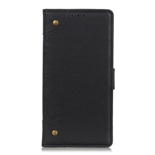 For Xiaomi Redmi Note 8 Pro Copper Buckle Retro Crazy Horse Texture Horizontal Flip Leather Case with Holder & Card Slots & Wallet(Black)