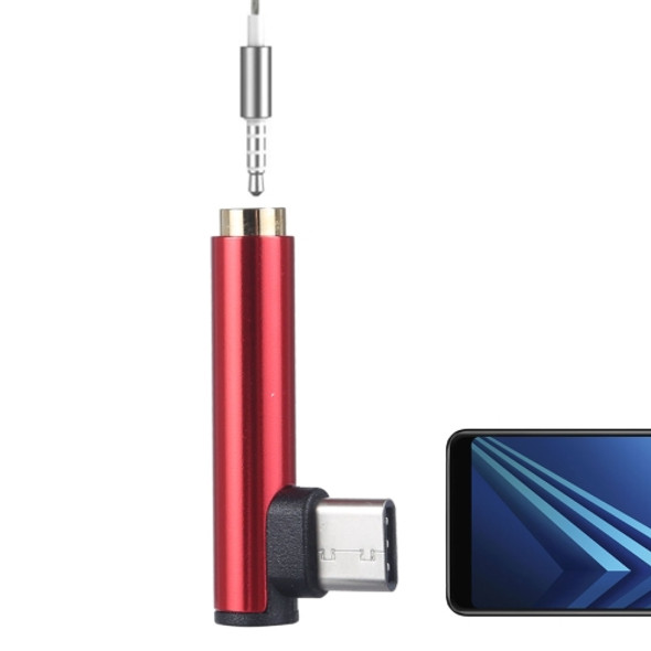 Type-C Male to 3.5mm Female L-type Stereo Audio Headphone Jack Adapter(Red)