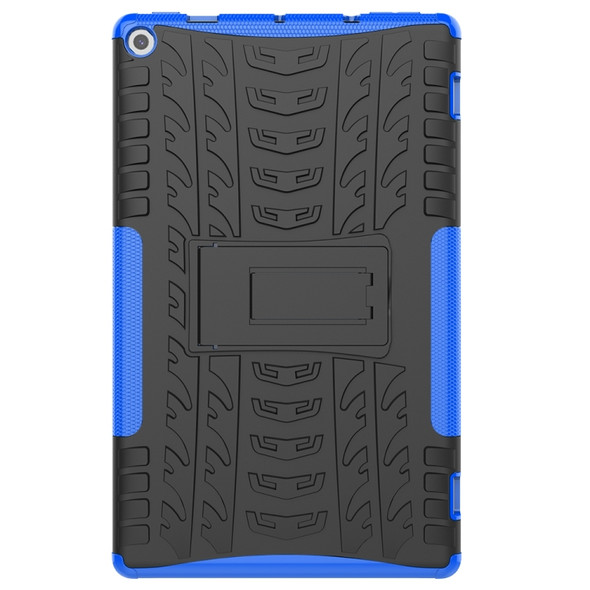 For Amazon Kindle Fire HD 10 2019 Tire Texture TPU + PC Shockproof Case with Holder(Blue)