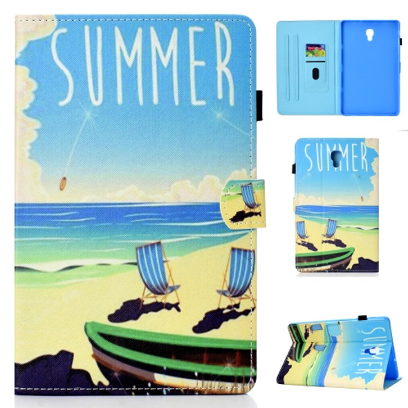 For Galaxy Tab A 10.5 T590 Colored Drawing Stitching Horizontal Flip Leather Case, with Holder & Card Slots(Beach)