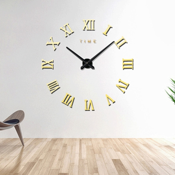 Bedroom Home Decoration Frameless Roman Numeral Large DIY Wall Sticker Mute Clock, Size: 100*100cm(Gold)