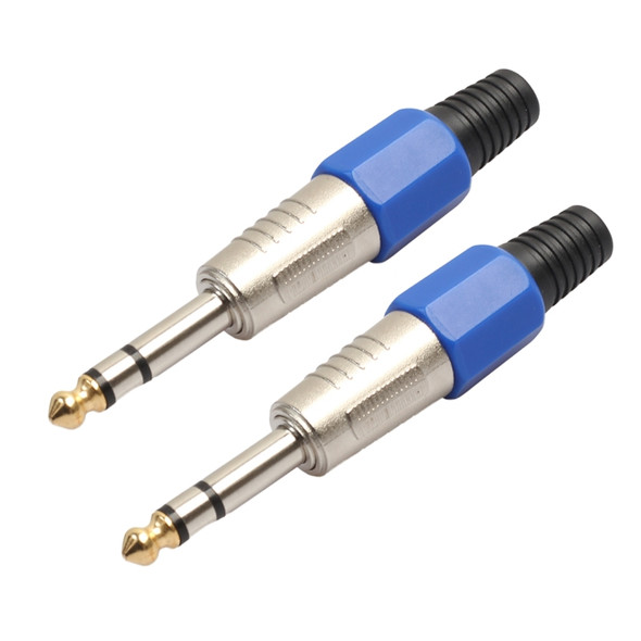 2 PCS 6.35mm Gold-plating Audio Plug Stereo Microphone Cord Plug