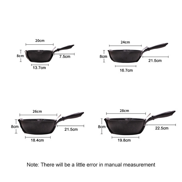 Thick Bottom Maifan Stone Household Small Frying Pan Non Stick Pan Deep Frying Pan, Color:20cm Black Without Cover