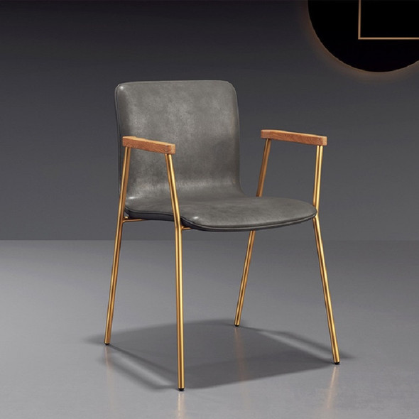 Modern Armchair Office Chair Casual Dining Chair Armchair(Gold Leg Gray)