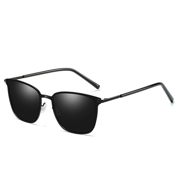 Men Fashion UV400 Square Frame Polarized Sunglasses (Black + Black)