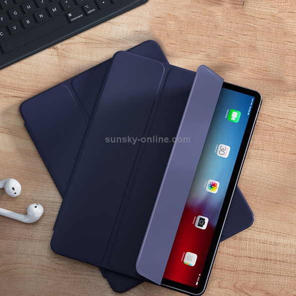 Benks Magnetic Horizontal Flip PU Leather Case for iPad Pro 11 inch (2018), with Holder & Sleep / Wake-up Function (Blue)