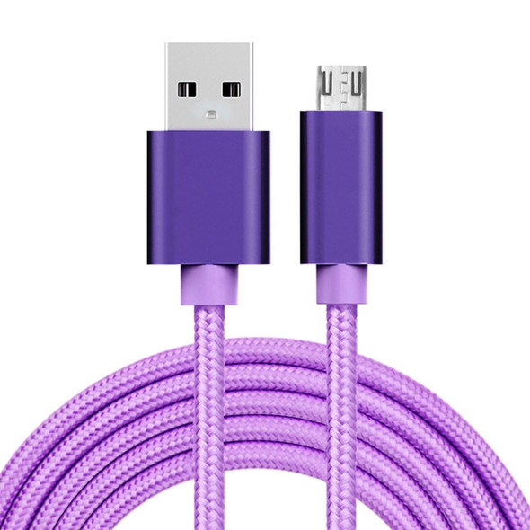 2m 3A Woven Style Metal Head Micro USB to USB Data / Charger Cable, For Samsung / Huawei / Xiaomi / Meizu / LG / HTC and Other Smartphones(Purple)