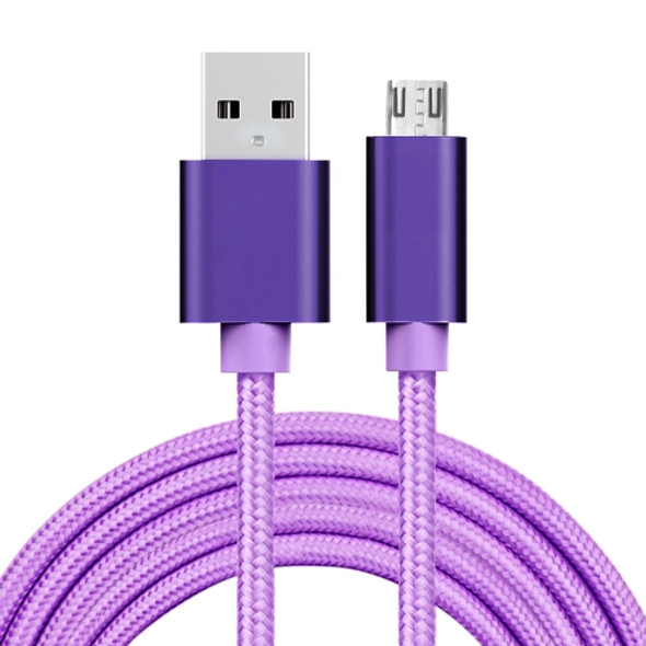 2m 3A Woven Style Metal Head Micro USB to USB Data / Charger Cable, For Samsung / Huawei / Xiaomi / Meizu / LG / HTC and Other Smartphones(Purple)